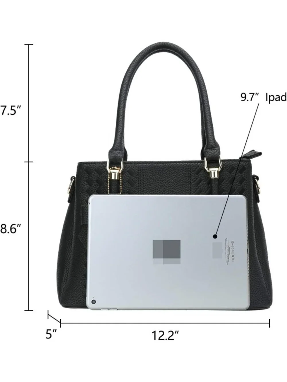 Stylish PU Leather Satchel Bag with Removable Strap, 3 Zippered Compartments